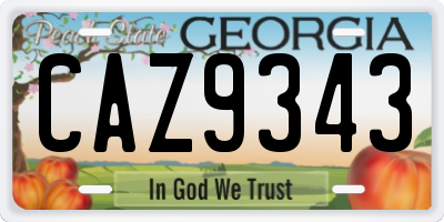 GA license plate CAZ9343