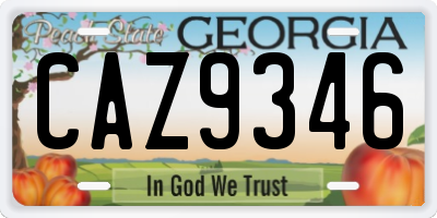 GA license plate CAZ9346