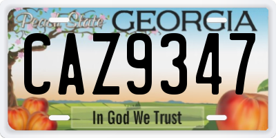 GA license plate CAZ9347