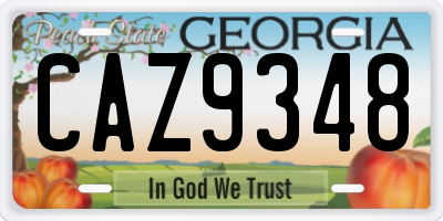 GA license plate CAZ9348