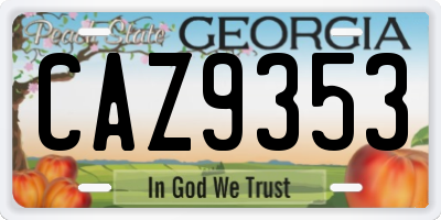 GA license plate CAZ9353
