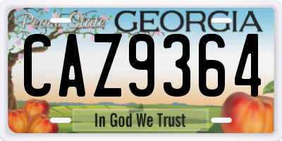 GA license plate CAZ9364