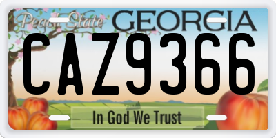 GA license plate CAZ9366