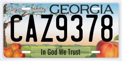 GA license plate CAZ9378