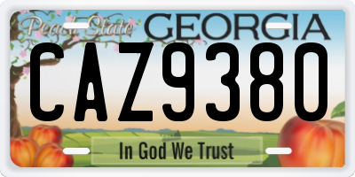 GA license plate CAZ9380