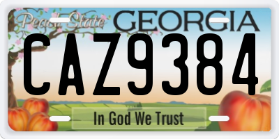 GA license plate CAZ9384