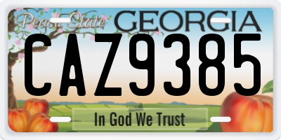 GA license plate CAZ9385