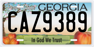 GA license plate CAZ9389