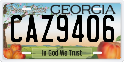 GA license plate CAZ9406