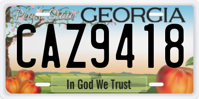 GA license plate CAZ9418