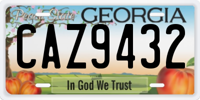GA license plate CAZ9432