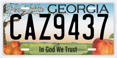 GA license plate CAZ9437