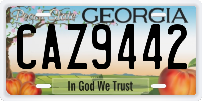 GA license plate CAZ9442