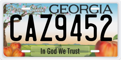 GA license plate CAZ9452