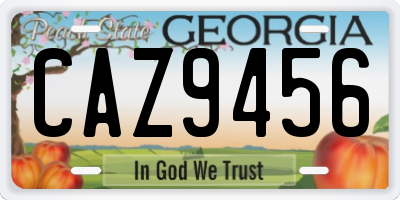 GA license plate CAZ9456