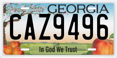 GA license plate CAZ9496