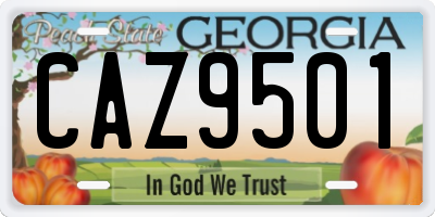 GA license plate CAZ9501
