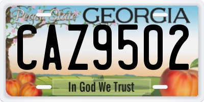 GA license plate CAZ9502