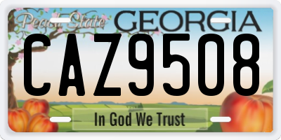 GA license plate CAZ9508