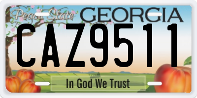 GA license plate CAZ9511