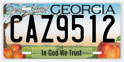 GA license plate CAZ9512