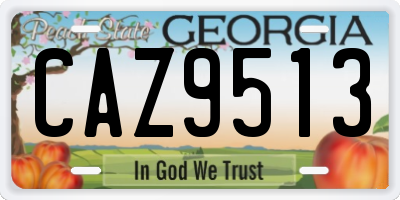 GA license plate CAZ9513