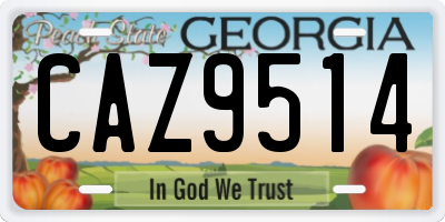 GA license plate CAZ9514