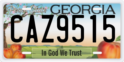 GA license plate CAZ9515