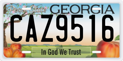 GA license plate CAZ9516