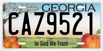 GA license plate CAZ9521