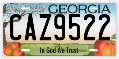 GA license plate CAZ9522