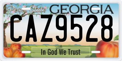 GA license plate CAZ9528
