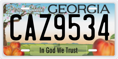 GA license plate CAZ9534