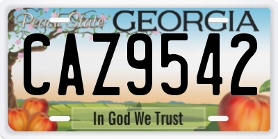GA license plate CAZ9542