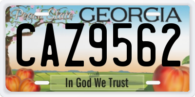 GA license plate CAZ9562