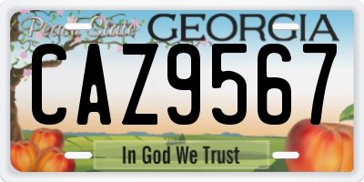 GA license plate CAZ9567