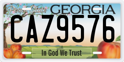 GA license plate CAZ9576