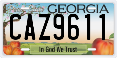 GA license plate CAZ9611