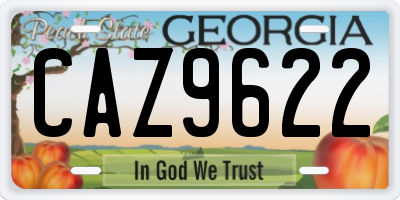 GA license plate CAZ9622