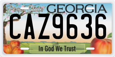 GA license plate CAZ9636