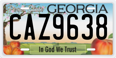 GA license plate CAZ9638