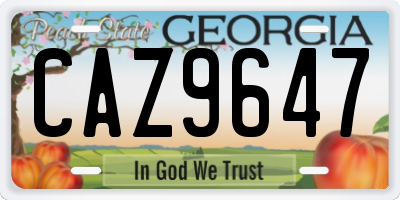 GA license plate CAZ9647