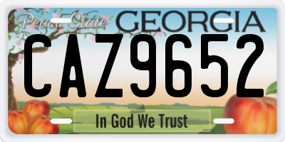 GA license plate CAZ9652