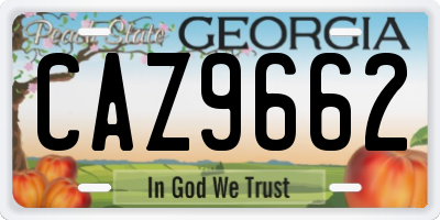 GA license plate CAZ9662