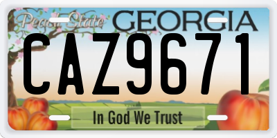 GA license plate CAZ9671