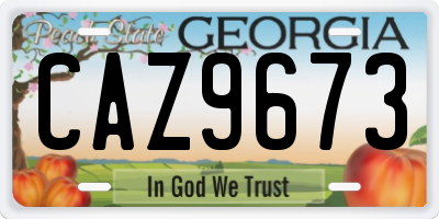 GA license plate CAZ9673