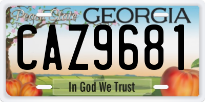 GA license plate CAZ9681