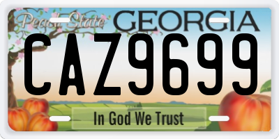GA license plate CAZ9699