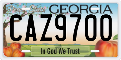 GA license plate CAZ9700