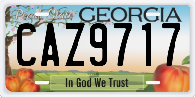 GA license plate CAZ9717